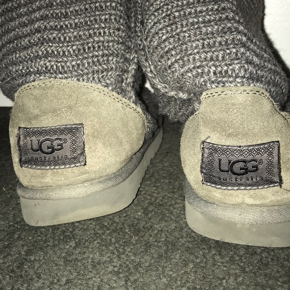 UGG Australia Grey Wool Classic Cardy Knit Boots - Picture 3 of 4